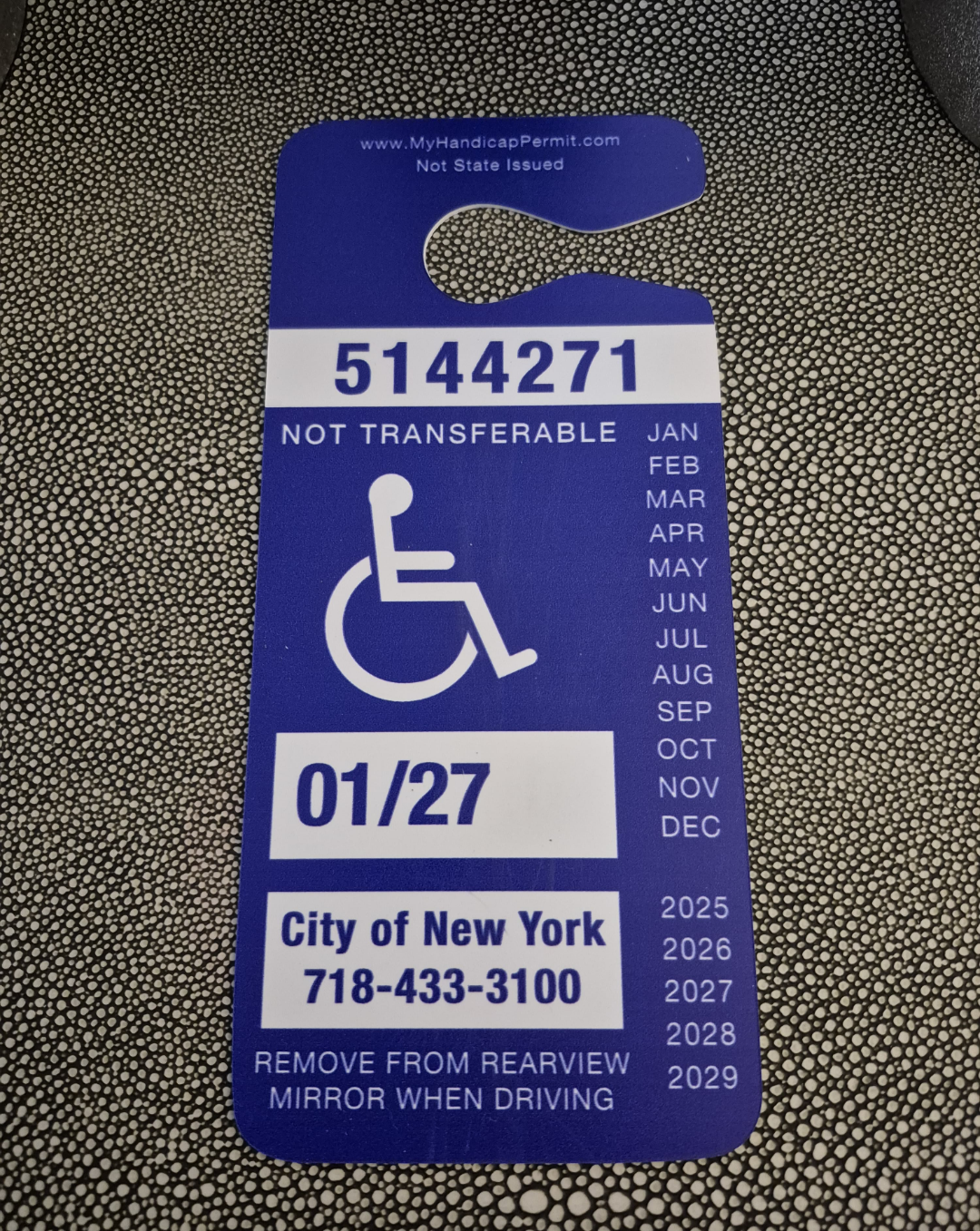 NY replacement Parking Placard