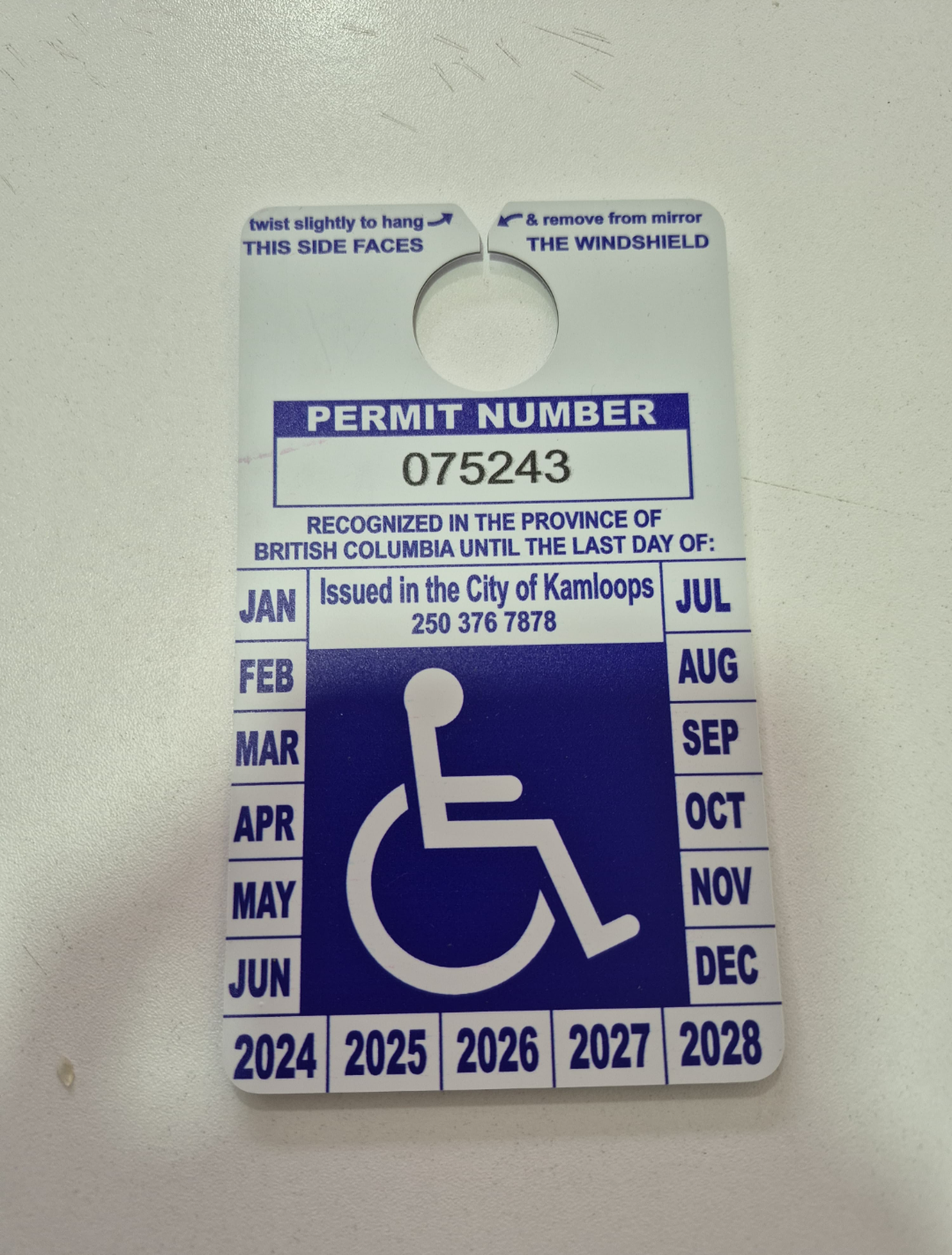 Canada Permit Placard